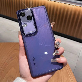 Ốp Điện Thoại Trong Suốt Cho VIVO V30 V30 Pro 5G V29 V27 V27E V25 V23 S18 S17 Pro 5G Ốp Lưng Có Phim Ống Kính Vỏ Mềm Chống Rơi JY01