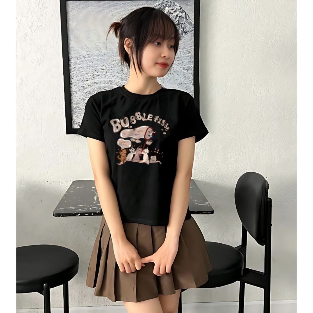 [Mã FADEP2903 giảm đến 30k đơn từ 99k] Áo Baby Tee Nữ  In Hình Bubble Fish A51015