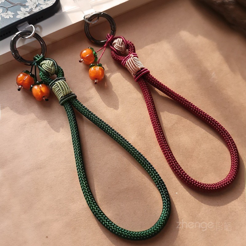 Phụ kiện điện thoại di động Hồng Ruyi Nút thắt hòa bình Mặt dây chuyền Điện thoại di động Dây đeo cổ tay phong cách Trung Quốc Nam Nữ Điện thoại di động Dây bện Phụ kiện điện thoại di động ngắn