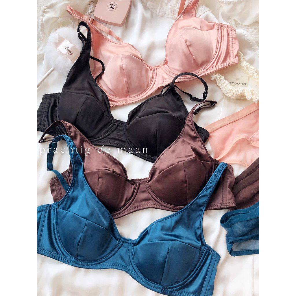 Bộ áo ngực đẩy bằng thép mềm mỏng Satin kiểu Pháp liền mạch gợi cảm