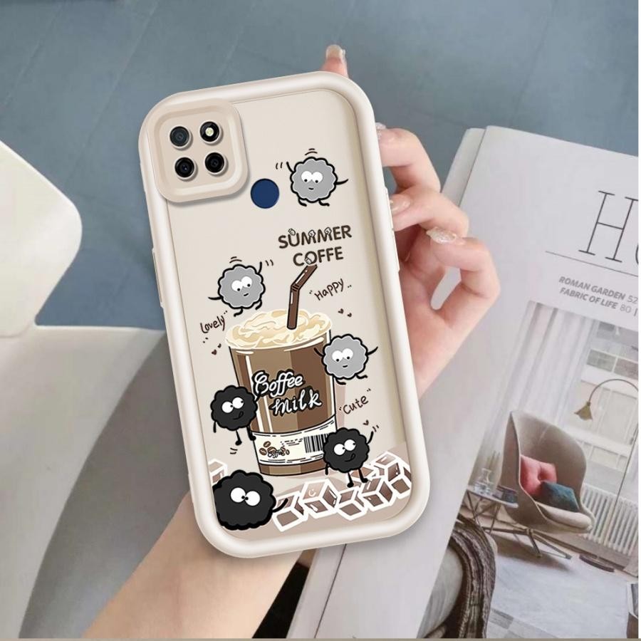 Vỏ Cho Realme C12 C25 C25S Narzo 30A Narzo 20 Phim Hoạt Hình Silicon Bảo Vệ Vỏ Điện Thoại Mềm TPU Cà Phê Than Bóng Thiên Thần Mắt Chống Sốc Ốp Lưng