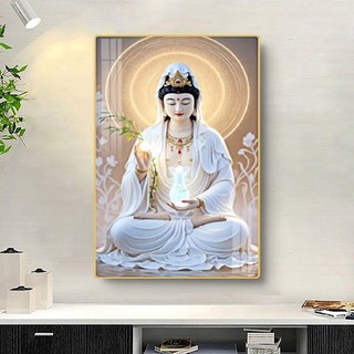 [TRANH PHẬT GIÁO] Tranh Treo Tường Phòng Thờ Phật Giáo Quan Thế Âm Bồ Tát - Tranh Laminate Tráng Gương
