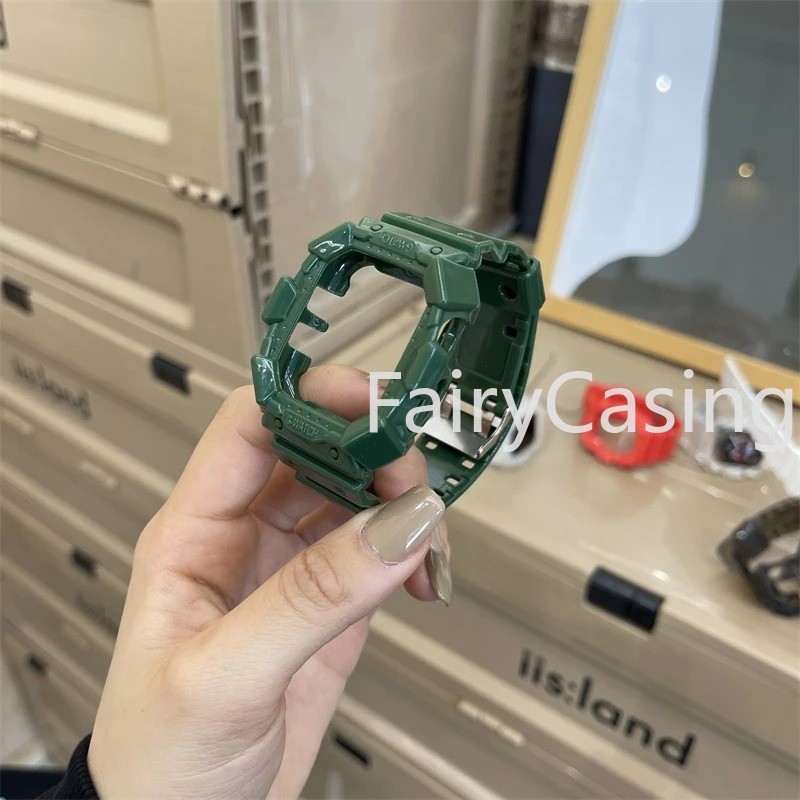 Dây Silicon Thể Thao + Ốp Lưng Cho Apple Watch Series 9 41mm 45mm Cho iWatch 8 7 6 5 4 3 2 1 44mm 40mm 42mm 38mm 41mm Vòng Tay Màu Kẹo