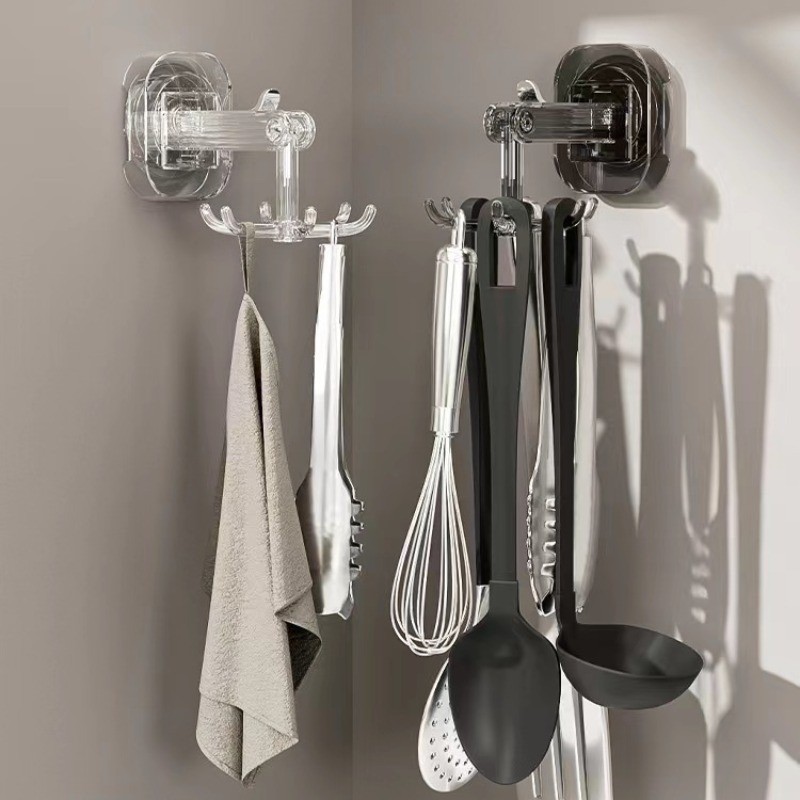 [Đặc sắc] Móc quay sáu móng tay cốc hút - Móc treo phòng tắm đục lỗ không lỗ - Kệ sắp xếp chống nước - Giá đựng đồ phòng tắm treo tường - Đồ dùng sắp xếp gia đình