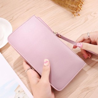 Hộp đựng thẻ ROLY, Ví dài màu trơn dung tích lớn, Ví đựng tiền xu bằng da PU mềm đơn giản dành cho nữ