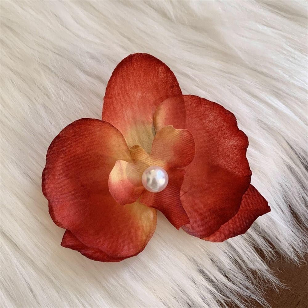 RTJIFSS Phalaenopsis Kẹp Tóc Hoa, Kẹp Mỏ Vịt Mặt Thời Trang Lụa, Kẹp Ảnh Nổ Siêu Cổ Tích Đi Biển Ngày Lễ Mũ Đội Đầu Nữ Phụ Kiện Tóc