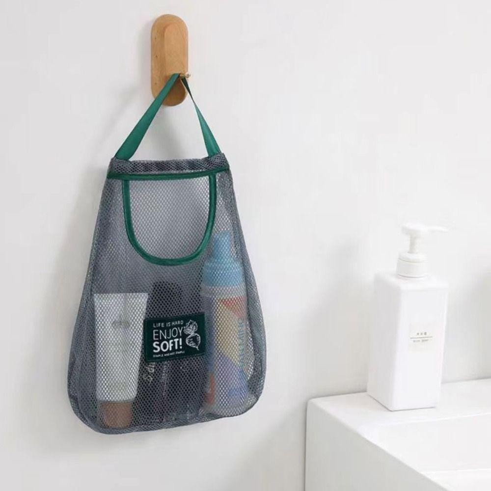 Túi lưới treo nhà bếp MONOSTYLE, Túi đựng rau củ quả dung tích lớn treo tường, Túi lưu trữ Polyester có thể tái sử dụng