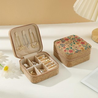 Hộp đựng bông tai nhẫn NEATDWELL, Hộp đựng đồ trang sức hữu ích di động, Hộp đựng mỹ phẩm bằng gỗ Nút chai Đồ dùng du lịch