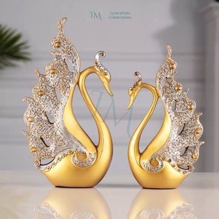 Tượng Cặp Đôi Thiên Nga Bunnies trang Trí decor phòng khách phòng ngủ kệ tủ quà tặng đám cưới Tân gia khai trương
