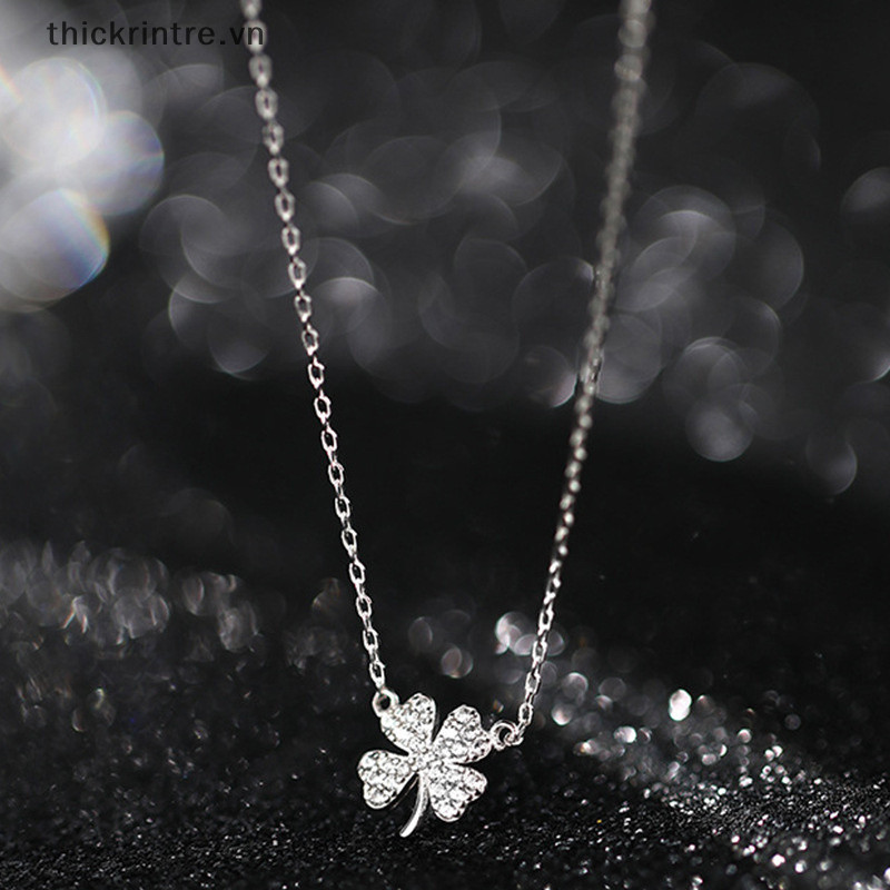 Thi Thời Trang Bốn Lá Cỏ Ba Lá Vòng Cổ May Mắn Lá Pha Lê Zircon Mặt Dây Chuyền Xương Đòn Dây Chuyền Nữ Nhẹ Trang Sức Dự Tiệc Quà Tặng VN