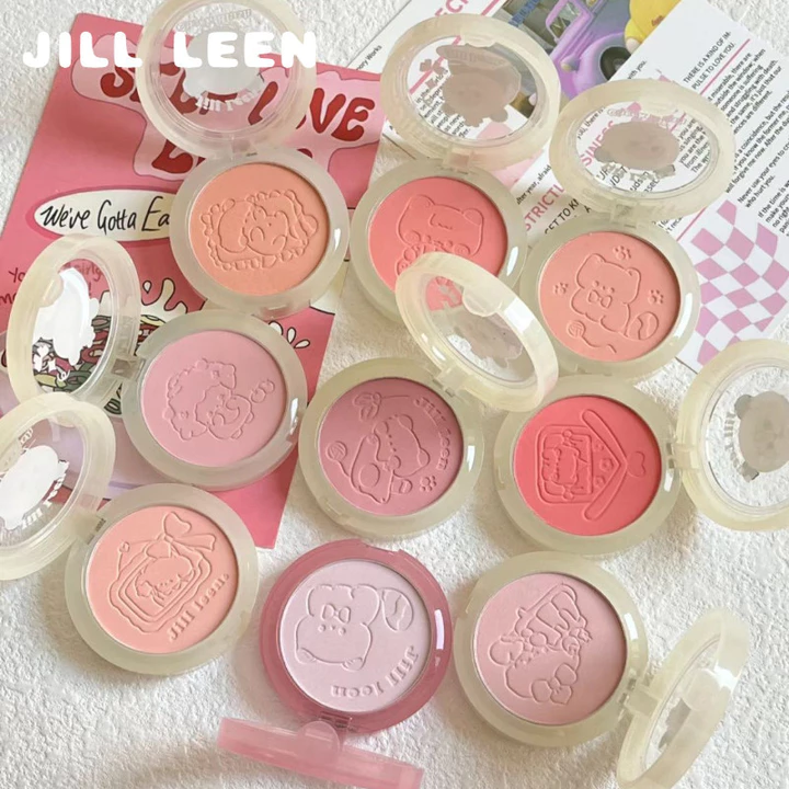 JILL LEEN Bột má hồng Má hồng đơn màu mềm mại dạng sương mù má hồng có độ bóng cao đường viền độ bão hòa thấp đào nữ má tự nhiên má màu tím mờ