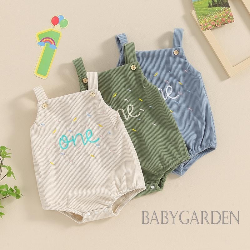 Baga-baby Bé Gái Bé Trai Sinh Nhật Đầu Tiên Áo Liền Quần Không Tay Nút Đóng Chữ Body Áo Liền Quần Thường Ngày Cho
