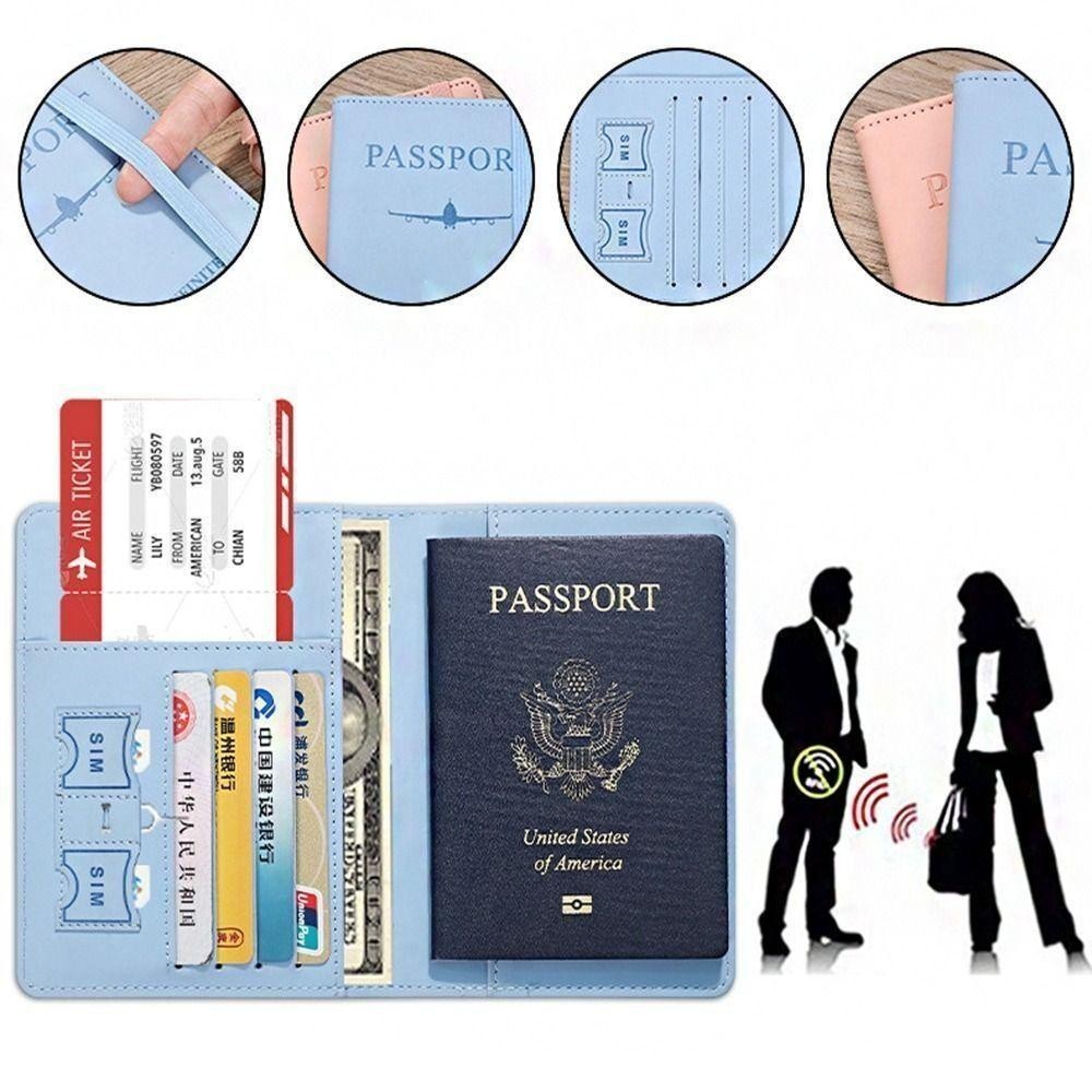 Hộp đựng thẻ RFID HOBBYIN, Vỏ hộ chiếu RFID bằng da di động, Thẻ tín dụng du lịch dung tích lớn đa chức năng chống trộm