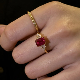 Châu Âu Mỹ ins Phong Cách Mới Ruby Công Chúa Vuông Mở Nhẫn Nữ