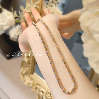 Châu Âu Mỹ ins Phong Cách Mới Màu Vàng Vòng Cổ Đa Năng Dây Xích Vòng Tay Nữ 5mm
