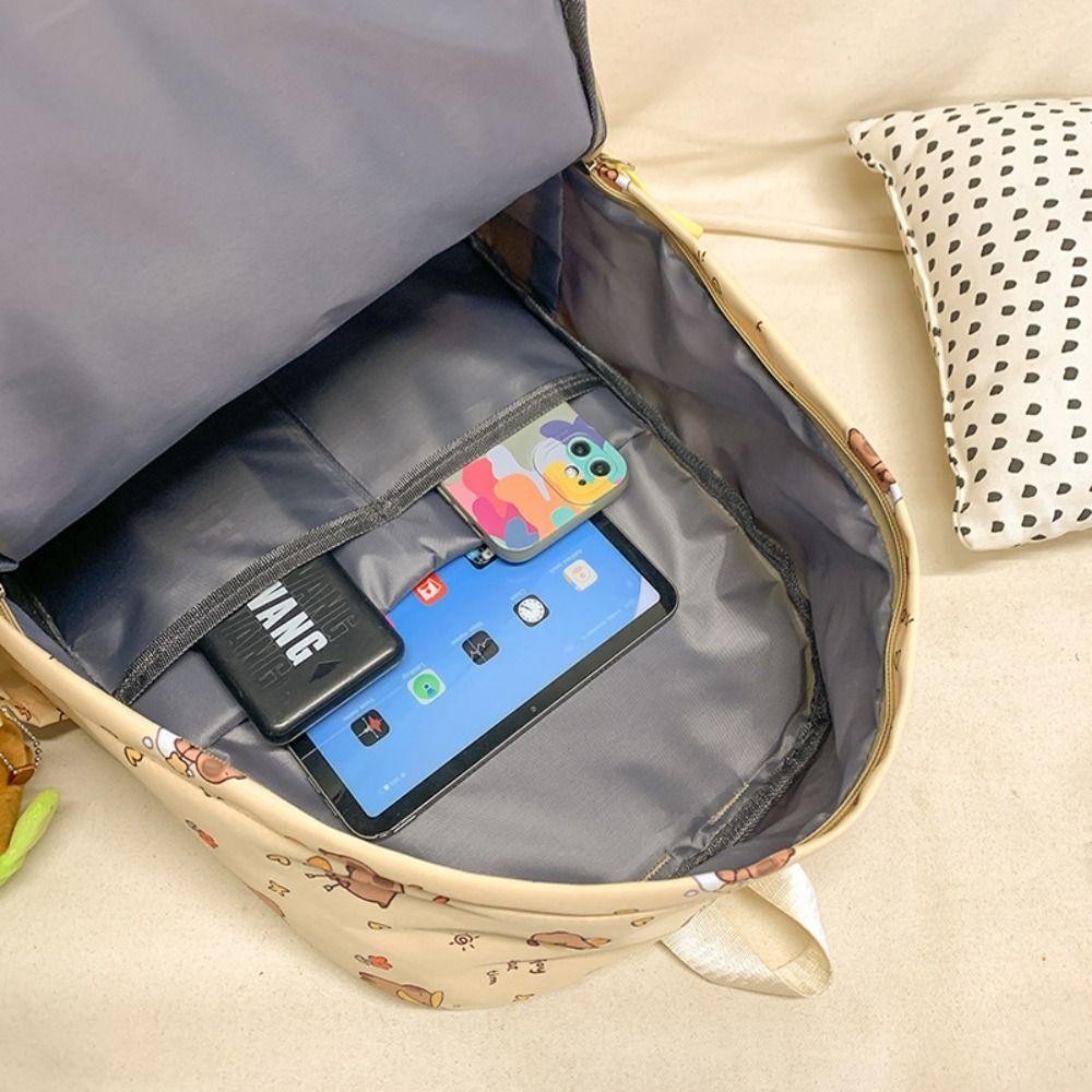 HOBBYIN Capybara Túi Đi Học, Ba Lô Capybara Hoạt Hình Nhẹ, Kawaii Dung Tích Lớn Chống Nước Học Sinh Schoolbag Bé Gái