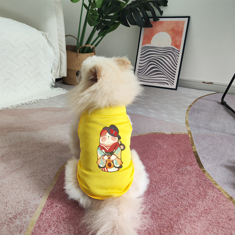 Thú cưng mùa xuân / mùa hè không tay Top Cat / Dog Cute Fortune Cat In hình Tank Top