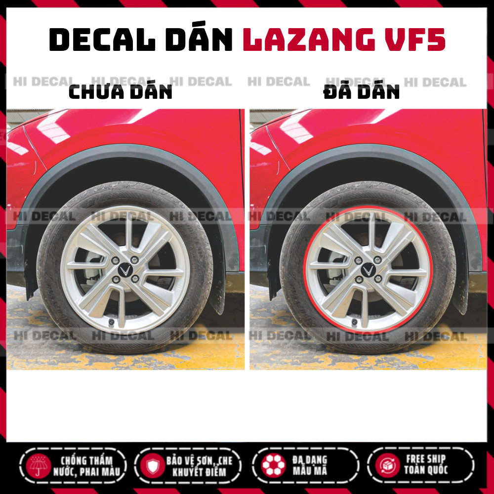 Tem Lazang VF5, Decal dán mâm VF5 trang trí tạo điểm nhấn