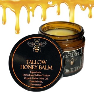 Organic Grass-Fed Beef Tallow Balm with Raw Honey - Moisturizing Cream