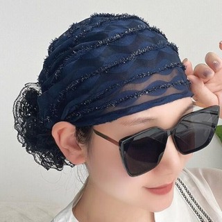 Turban Ren Thêu Full Cover Cho Phái Nữ, Màu Trắng Co Dãn, Xu Hướng Thời Trang Mới