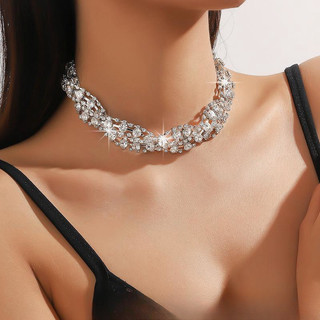 1 mảnh dây chuyền châu Âu và Mỹ phóng đại, dây chuyền móng vuốt đính kim cương và kim cương nước quấn quanh dây chuyền xương đòn, dây chuyền dành cho nữ, thời trang và lấp lánh