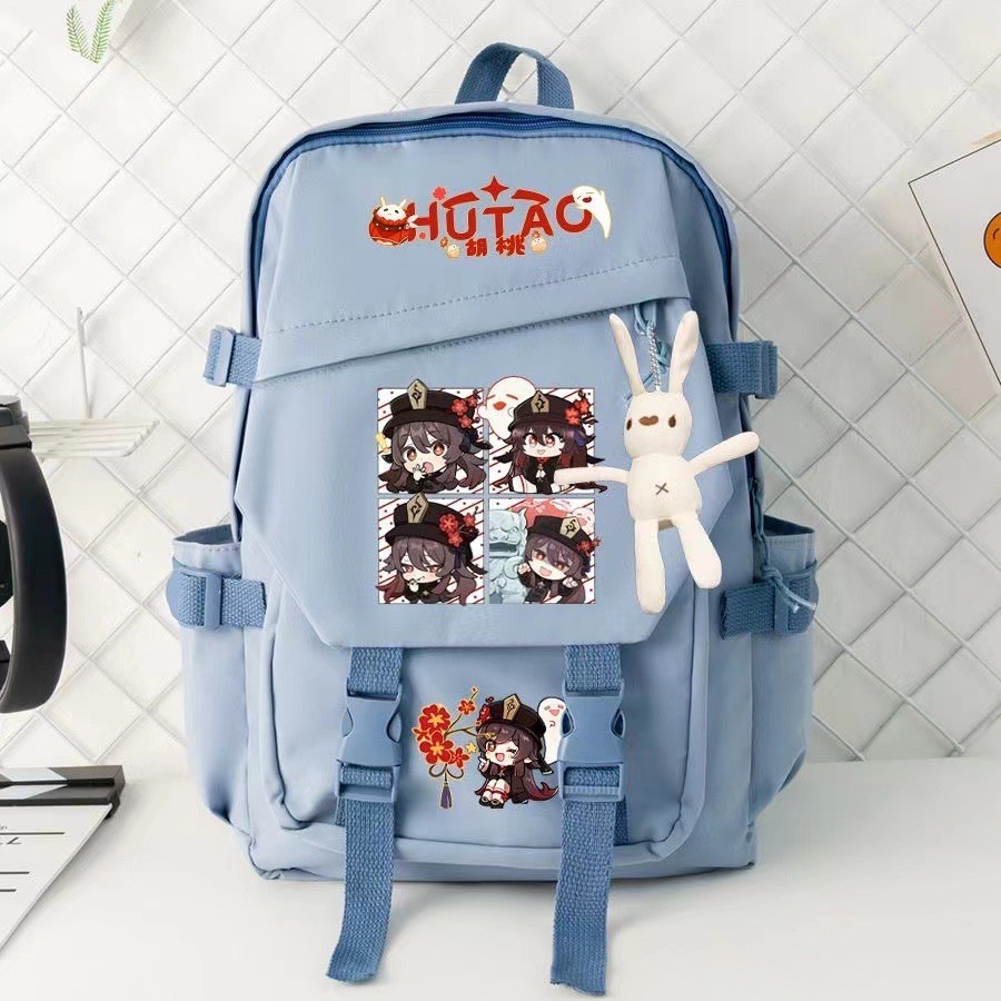 YT2 Genshin Impact Hu Tao Ba Lô Dành Cho Học Sinh Dung Tích Lớn Thoáng Khí Đa Năng Nữ Anime Hoạt Hình Schoolbag T