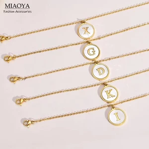 Mặt dây chuyền và vòng tay thời trang với 26 chữ cái tiếng Anh, phụ kiện cặp đôi cho nam và nữ, món quà ý nghĩa có thể ghi tên học sinh