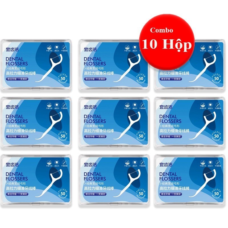 [ Sỉ 10 Hộp 500 Chiếc ] Tăm Chỉ Nha Khoa Dental Flossers Tăm Chỉ Vệ Sinh Răng Miệng