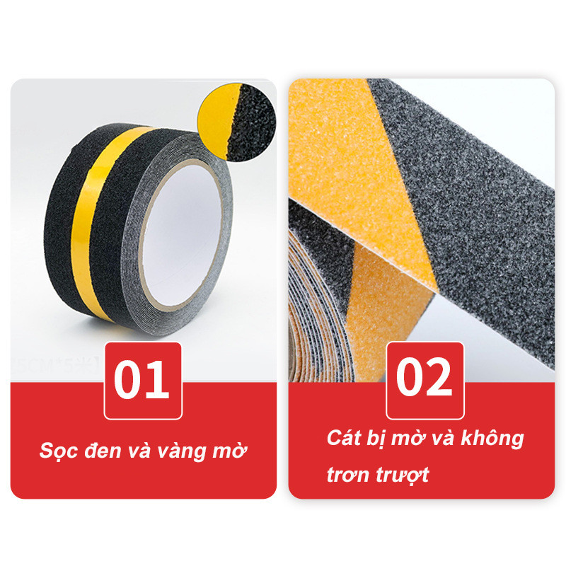 Băng chống trượt dài 5 mét, độ nhám cao, ma sát cao, tránh trượt, một nhãn dán trong một thời gian dài