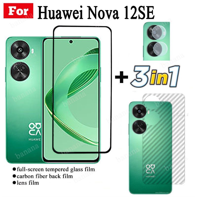 Phim Kính Cường Lực 3 TRONG 1 Huawei Nova 12SE Cho Huawei Nova 12 12s Nova 10 9 SE Nova Y70 Y72 Kính Bảo Vệ Màn Hình Full Cover + Phim Ống Kính Máy Ảnh + Phim Mặt Sau
