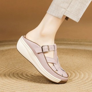 Giày Sandal nữ da thật đế dày mềm, thoáng khí, chống trầy xước, hỗ trợ nửa bàn chân, phù hợp du lịch