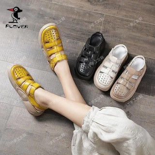 Plover Năm Da Thật Chính Hãng Hai Cánh Lỗ Giày Nữ Đế Dày Mũi Tròn Retro Đế Mềm Dép PLOVER Năm Da Thật Thật Giày Hai Cánh Đế Dày Mũi Tròn Retro