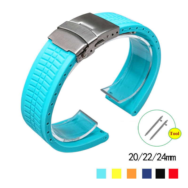 Dây đeo đồng hồ silicon 20mm 22mm Dây đeo đồng hồ cao su 24mm cho SEIKO 5 TUNA SKX007 SKX009 Vòng tay nam nữ Dây đeo cổ tay chống nước