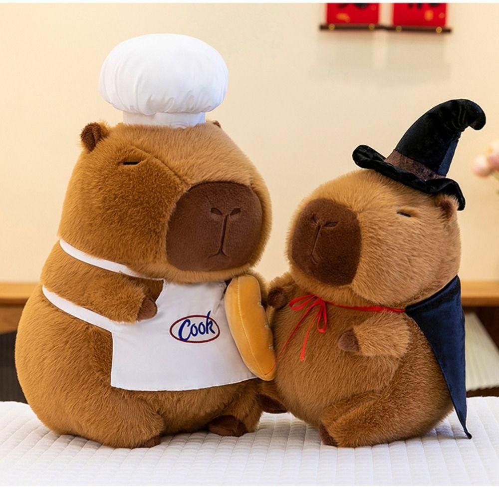 Búp bê nhồi bông sang trọng JIGK 35 / 30CM, Tai nghe Capybara Búp bê sang trọng, Đầu bếp Kawaii Mũ ma thuật Quà tặng Đồ chơi động vật nhồi bông mềm Trẻ em