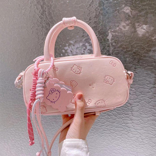 2025 Phong cách mới HelloKitty Girl Heart Pink Tender Túi xách đeo vai Messenger