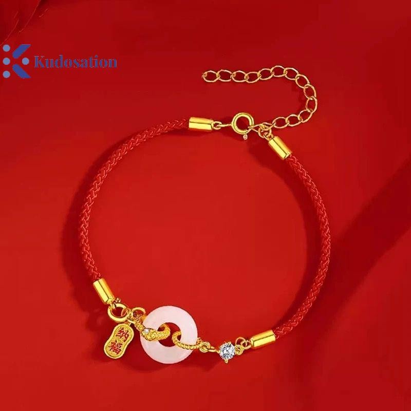 Kudosation Thời Trang May Mắn Dây Đỏ Rắn Mặt Dây Chuyền Vòng Tay Nữ Cung Hoàng Đạo Trung Quốc Rắn Năm Vòng Tay Quà Tặng Năm Mới