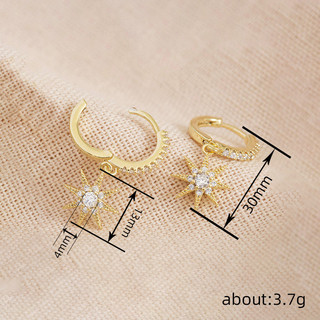 S925 Sterling Silver Star Zircon Bông Tai Trang Sức Thời Trang Đơn Giản Quà Tặng Nữ