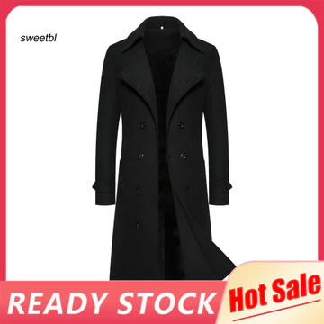 Swe Áo khoác dày nam Áo khoác nam sành điệu Áo khoác dài vừa phải chống gió Áo khoác ấm áp cho nam Slim Fit Áo len Cardigan màu trơn có nút ve áo dài tay cho nam