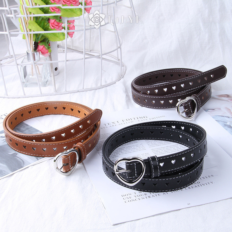 Thắt lưng da khóa trái tim rỗng cổ điển thời trang mới dành cho nữ