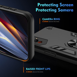 Dành Cho Tecno POVA 4 Pro Ốp điện thoại Có Chân Đế Vòng Metel Giá Đỡ Từ Tính Lưng Cứng Mềm TPU Cạnh Chống Sốc Chống Rơi Mỏng Bao