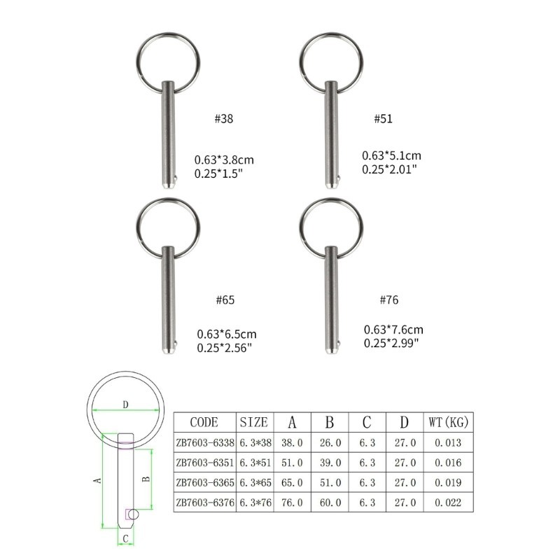 Mis 316 Thép không gỉ tháo nhanh Pin cho thuyền Bimini Top Deck Bản lề Marine