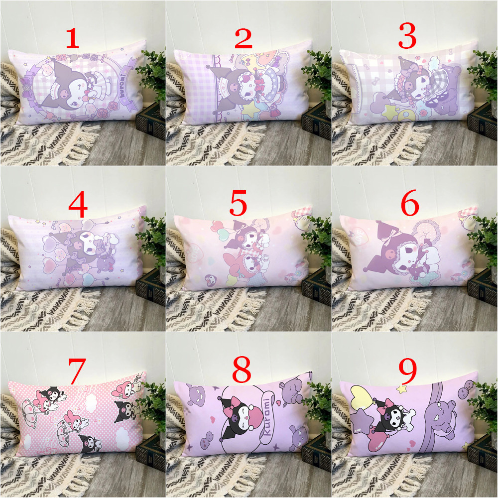 Sanrio Cartoon Kuromi Vỏ Gối Hình Chữ Nhật In Một Mặt Đệm Polyester Trang Trí Nhà Cửa Món Quà Tốt Nhất (Không Có Lõi)