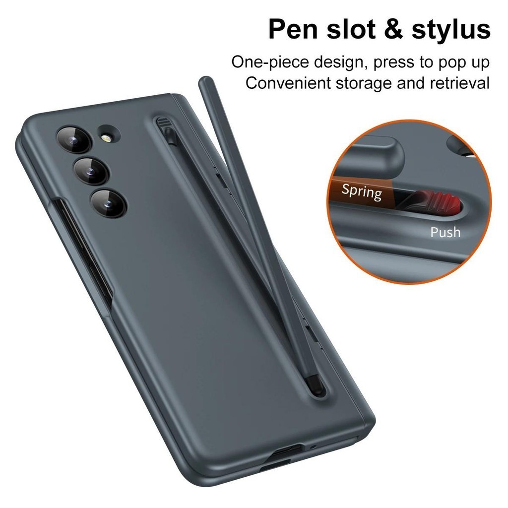 360 Bảo Vệ Toàn Diện Bản Lề Dành Cho Samsung Galaxy Z Fold 7 6 5 4 3 Kính Cường Lực Phim Có Bút Cảm Ứng Gấp Bao Đựng