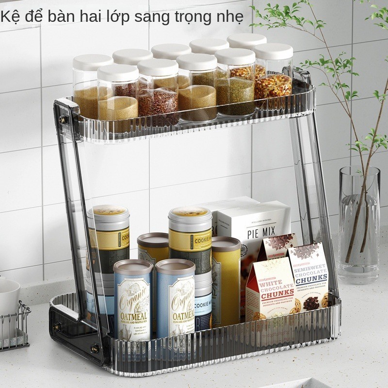 Giá Đựng Gia Vị Nhà Bếp Trong Suốt Hai Lớp Kệ Để Bàn Đa Năng Vệ Sinh Mỹ ...