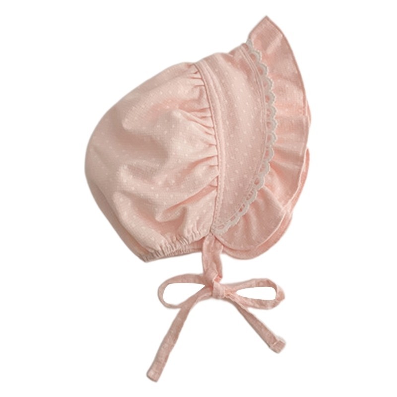 Innlike1 Mũ Trẻ Sơ Sinh Bé Gái Bonnet Cotton Christening Bonnet Mũ Thoáng Khí Mũ Chống Nắng Nhẹ Mũ Cho