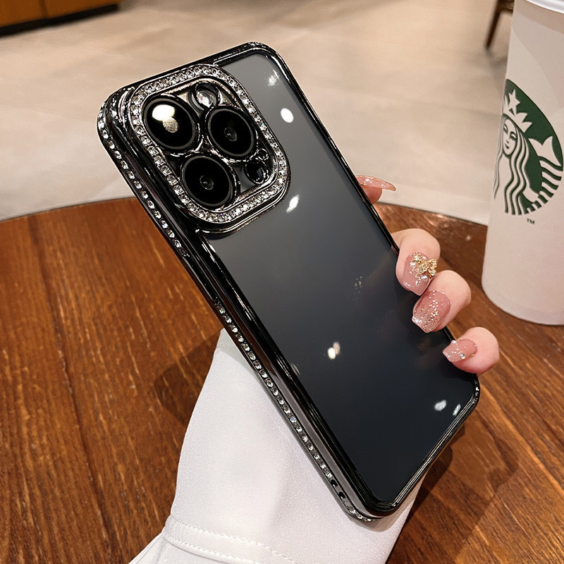 Ốp điện thoại trong suốt mạ kim cương iphone15 Pro Max 14 13 12 11 vỏ cho vỏ iPhone bảo hiểm toàn diện và vỏ mềm silicon TPU chống sốc