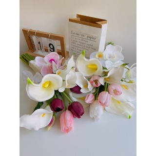 Bó hoa cưới sang trọng Lan, Tulip và Rum chất liệu cao su siêu bền, siêu thực CEVERIA