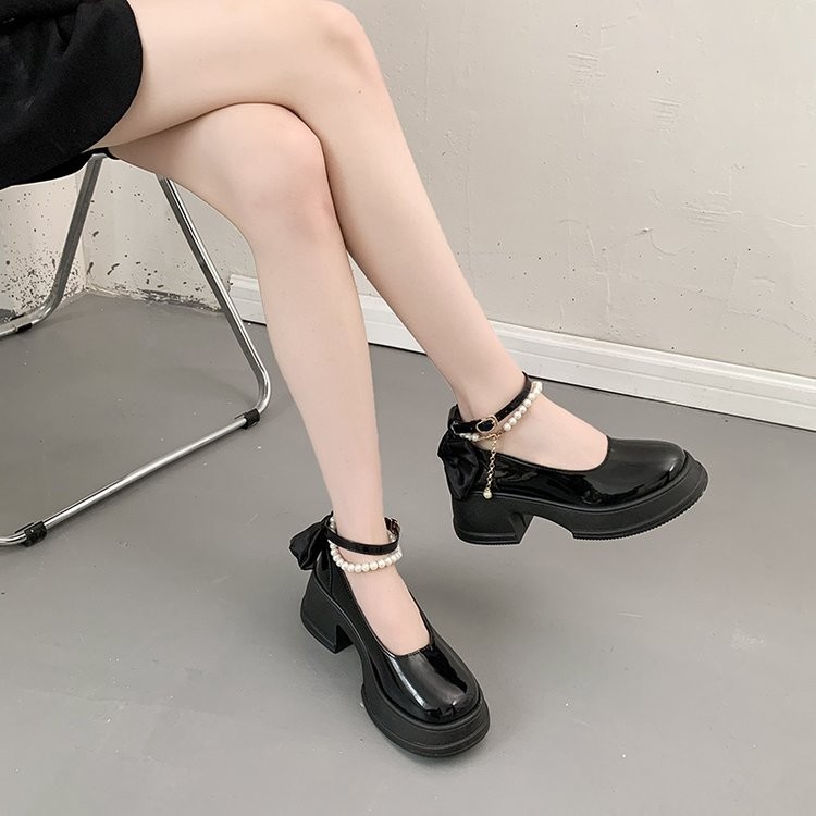 Giày Jinxchoy Hàn Quốc Phong Cách Y2K Thời Trang Đế Dày Dày Đế Dày Mary Jane GIÀY Phong Cách Anh Quốc Màu Trơn Gót Vuông Mary Jane Loafers GIÀY Thông Thường PU Dây Đeo Khóa Phẳng Miệng Giữa Ngón Chân Tròn Nêm Giày Học Sinh GIÀY Da Đen Giữa Giày Nữ Gót Châ