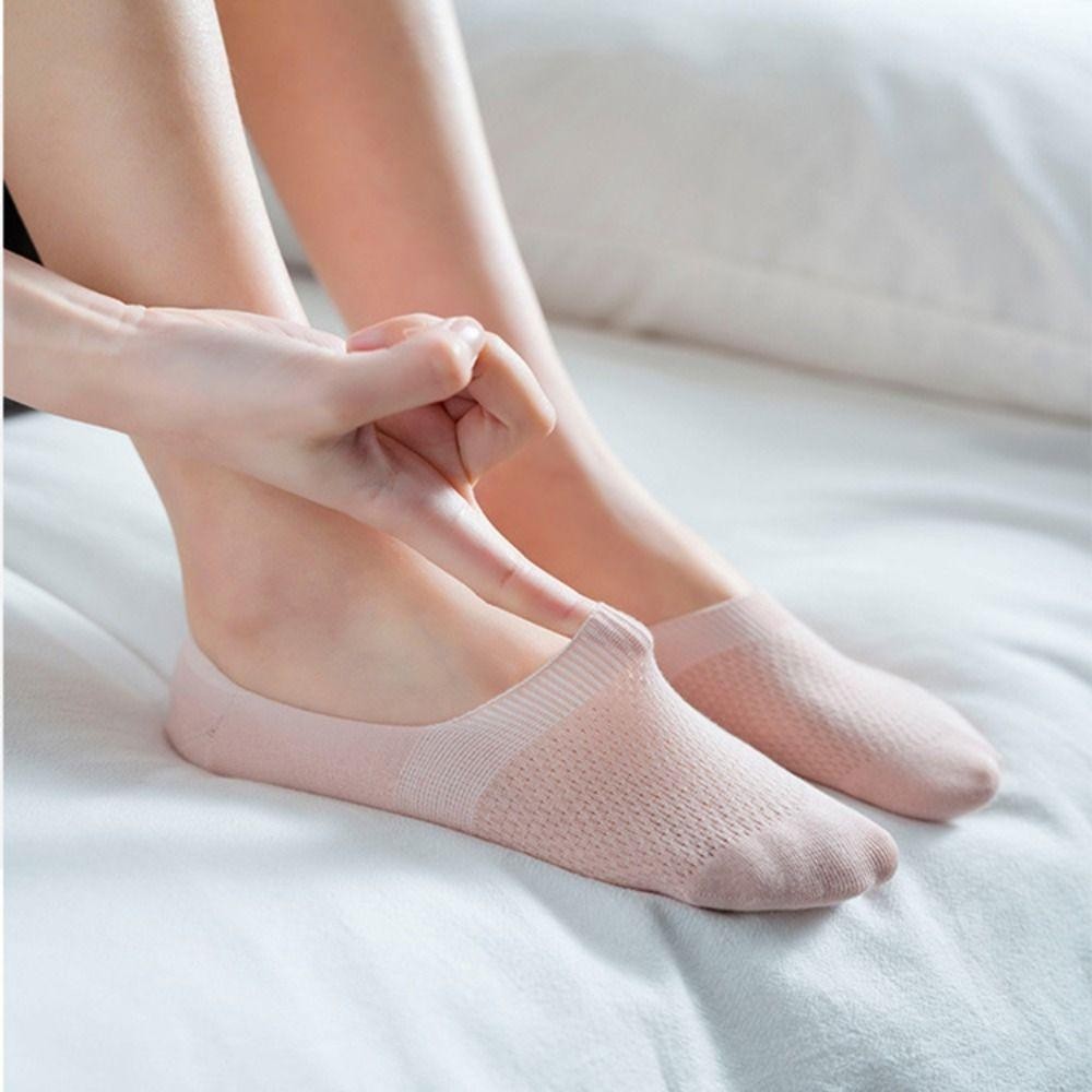 Tất vô hình HOBBYIN, Tất lưới Cotton chống trượt, Tất thuyền thoáng khí thấm mồ hôi thời trang