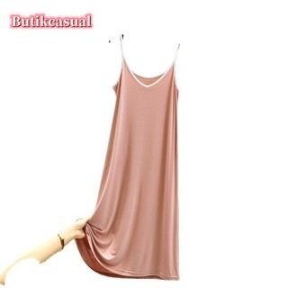 Váy cotton modal dáng rộng, không tay, mặc phòng chờ thoải mái, đồ ngủ nữ mùa hè